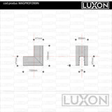 Conector de colt (90° vertical EXTERIOR) magnetic pentru MONTAJ INCORPORAT LUXON