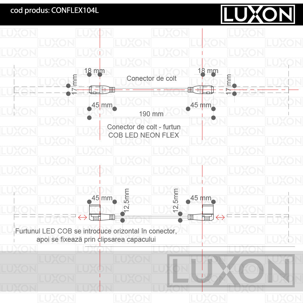 Conector de colt pentru Furtun LED COB Neon Flex 10x4