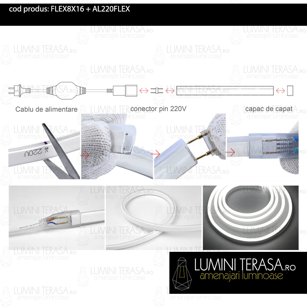 Furtun Luminos Led Neon Flex LUXON Lumina Verde