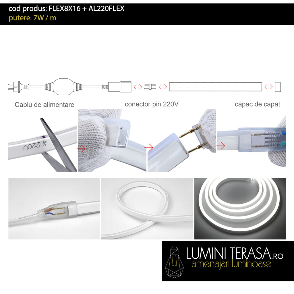 Cablu alimentare pentru Furtun Luminos Neon Flex