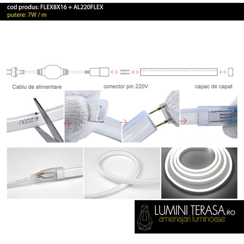 Cablu alimentare pentru Furtun Luminos Neon Flex