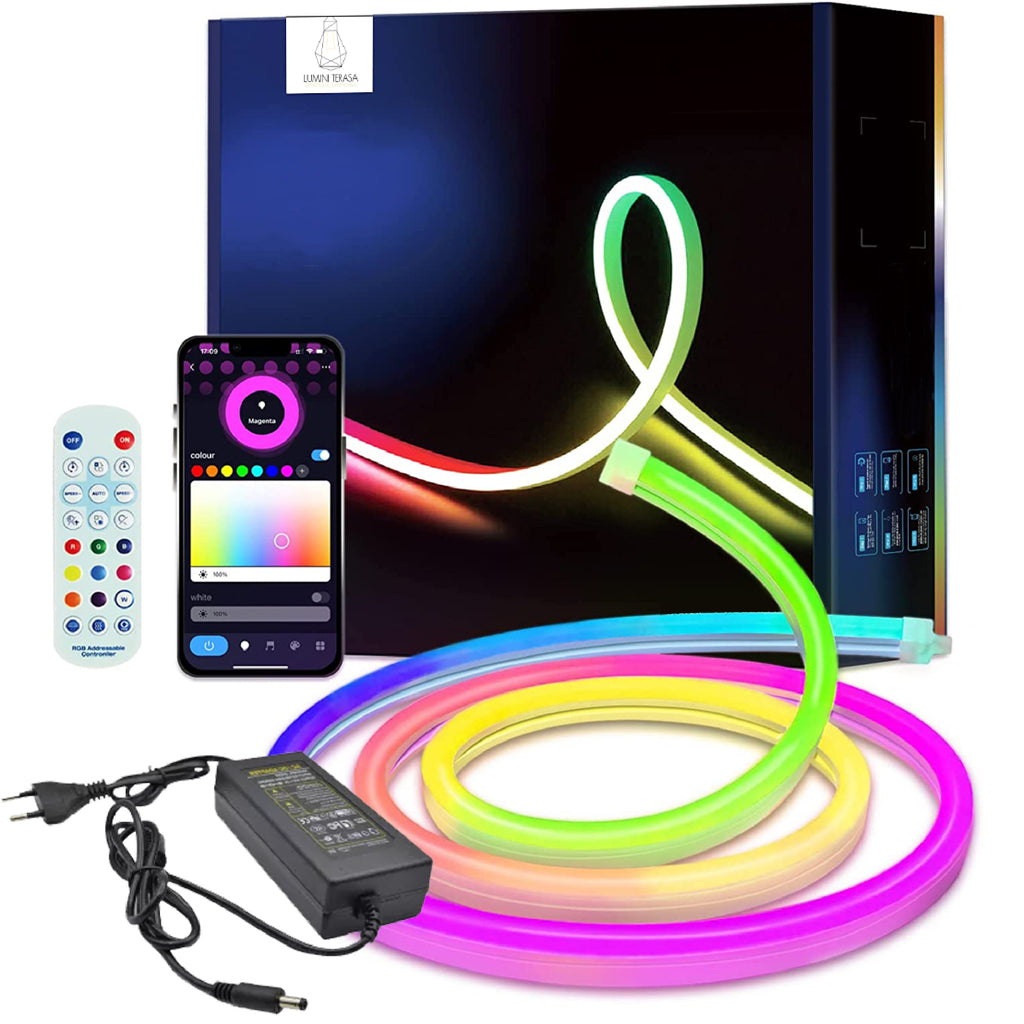 KIT Complet 5m Neon Flex Multicolor RGB Digital SMART WIFI