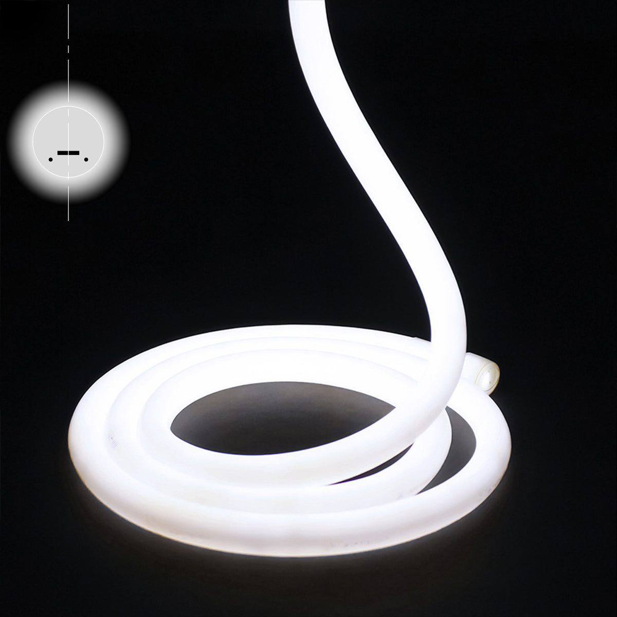 Furtun Luminos Led Neon Flex Rotund LUXON Lumina Alb Rece