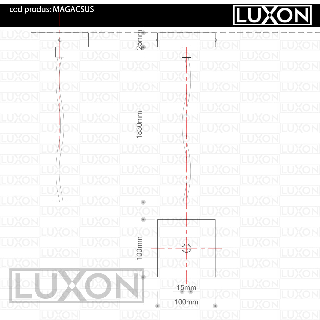 Baza si cablu de alimentare alb - sina suspendata LUXON