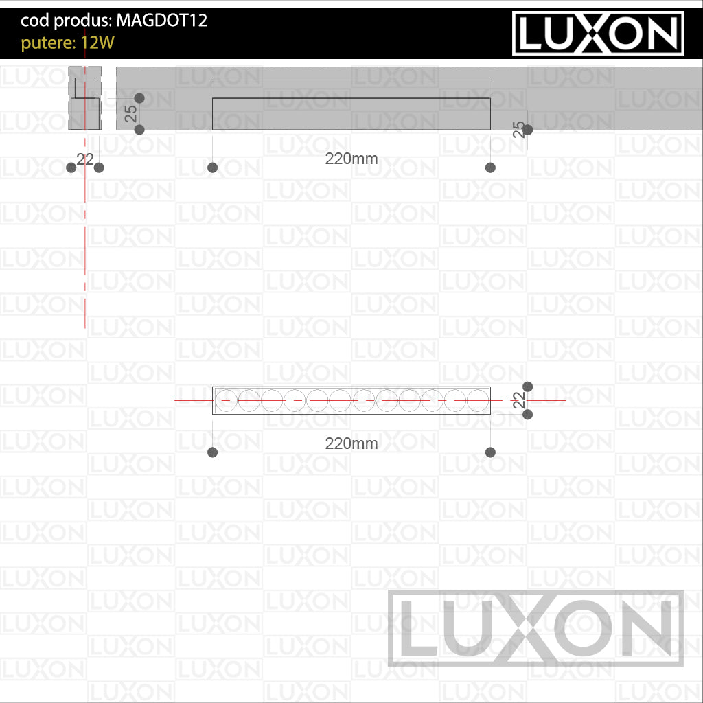 Proiector pentru sina magnetica DOT12 LED LUXON