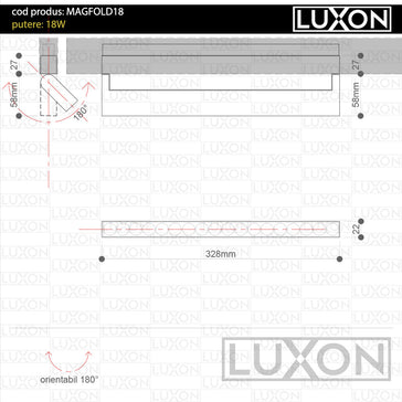 Proiector pentru sina magnetica orientabil FOLD18 ALB LED LUXON