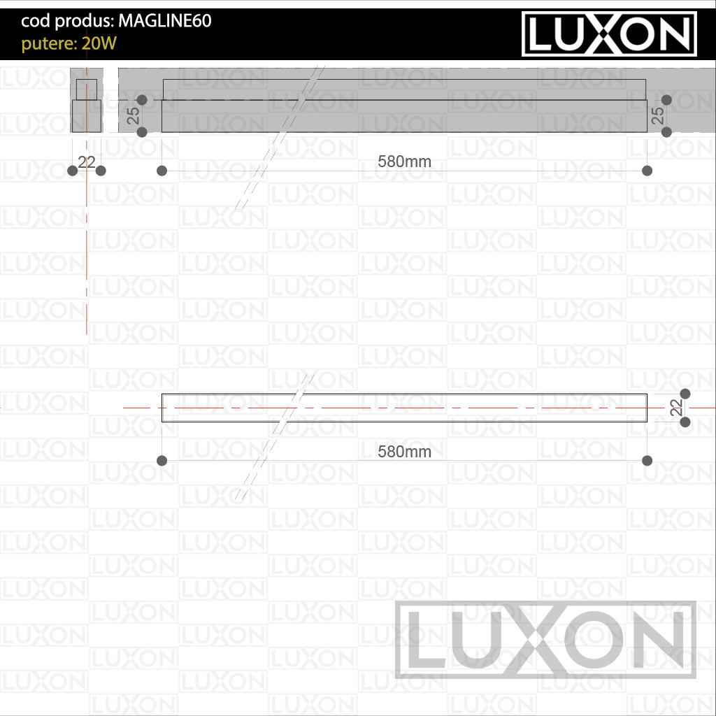 Proiector pentru sina magnetica LINE60 LED LUXON