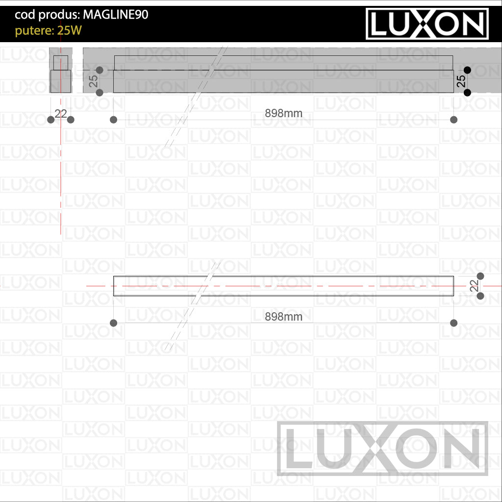 Proiector pentru sina magnetica LINE90 ALB LED LUXON