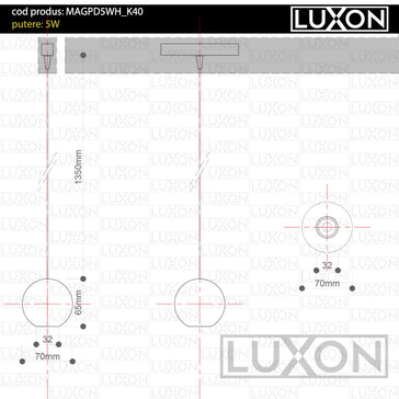 Proiector sina magnetica PENDUL5 LED alb mat LUXON