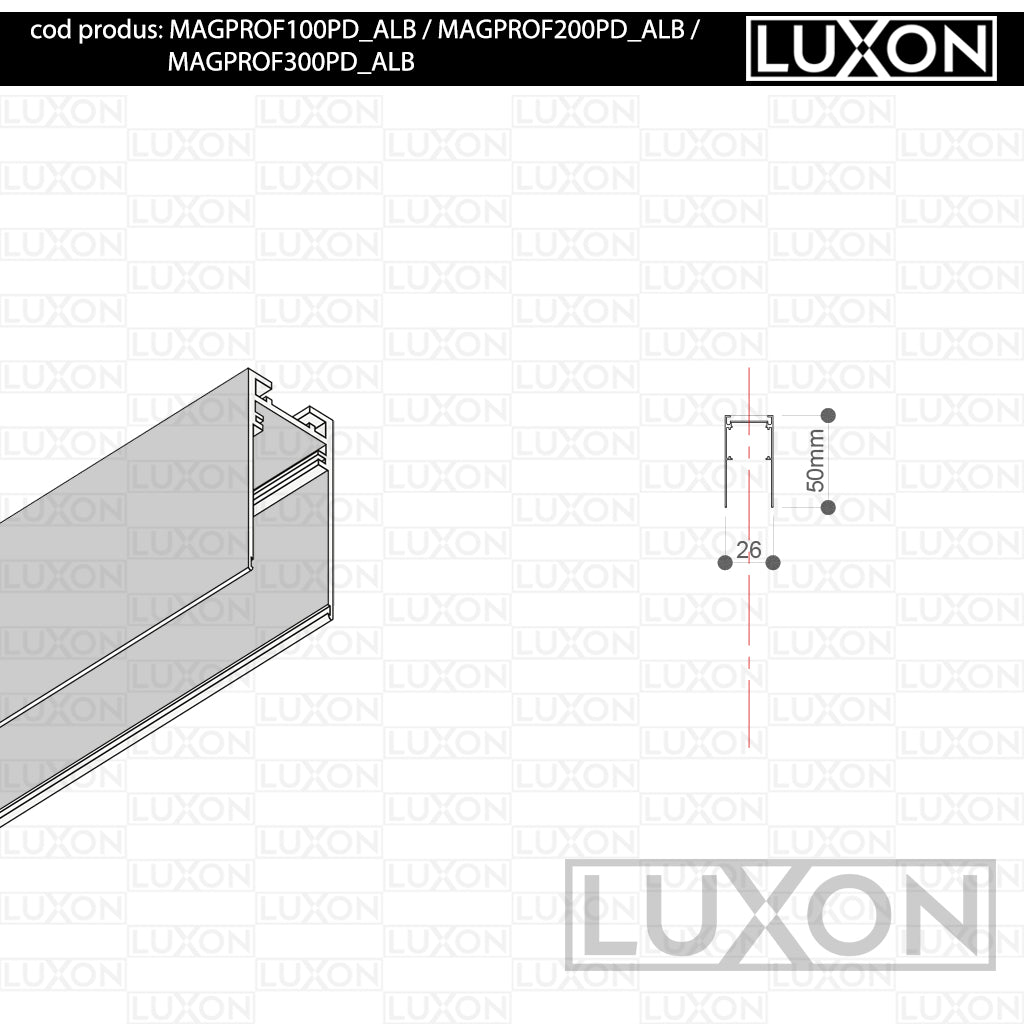 Sina magnetica ALBA pentru MONTAJ SUSPENDAT LUXON