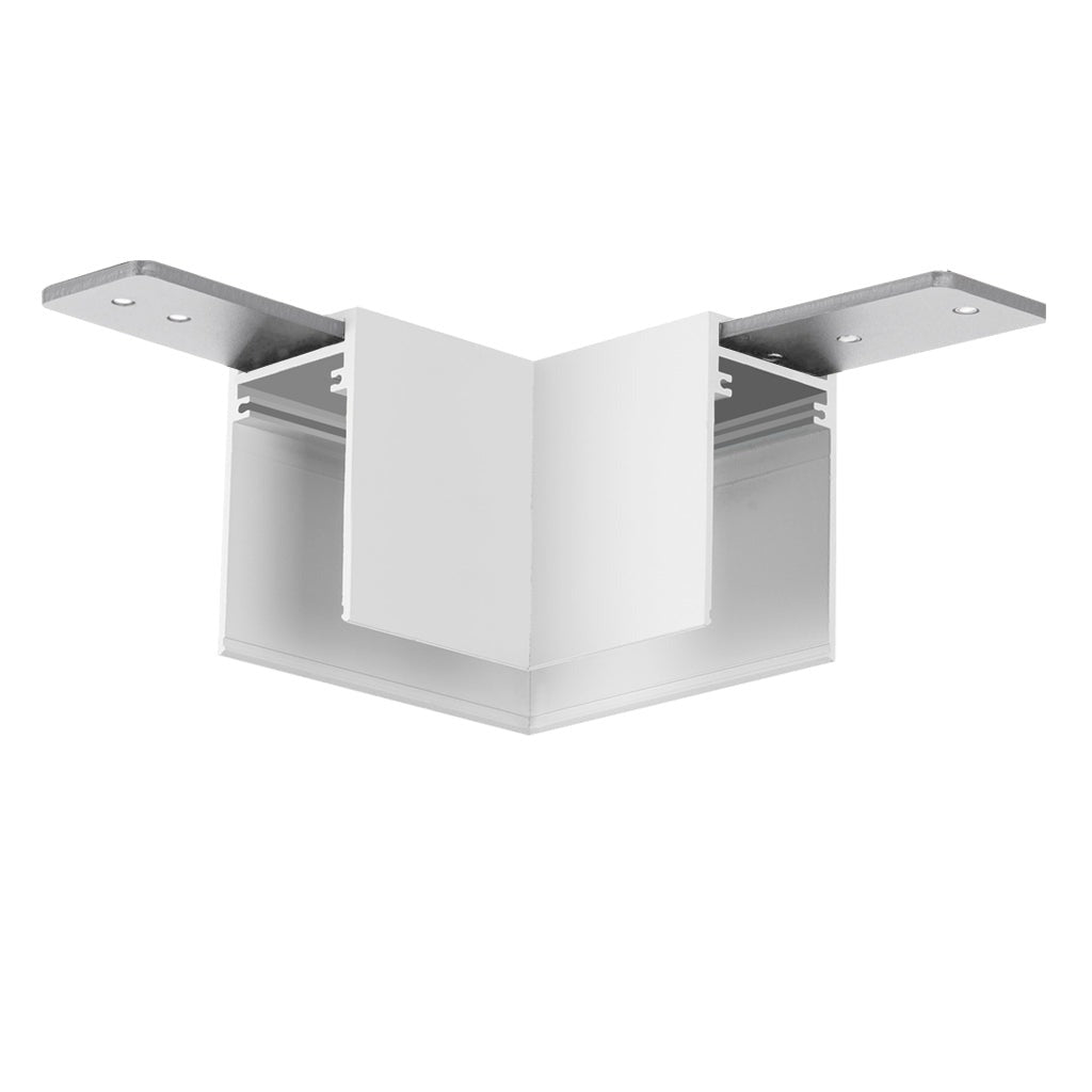 Conector de colt (90° orizontal) magnetic ALB pentru MONTAJ APARENT LUXON