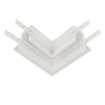 Conector de colt (90° orizontal) magnetic pentru MONTAJ INCORPORAT PENTRU PLACARI ALB LUXON