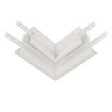 Conector de colt (90° orizontal) magnetic pentru MONTAJ INCORPORAT PENTRU PLACARI ALB LUXON