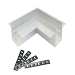 Conector de colt (90° orizontal) magnetic pentru MONTAJ INCORPORAT PENTRU PLACARI ALB LUXON