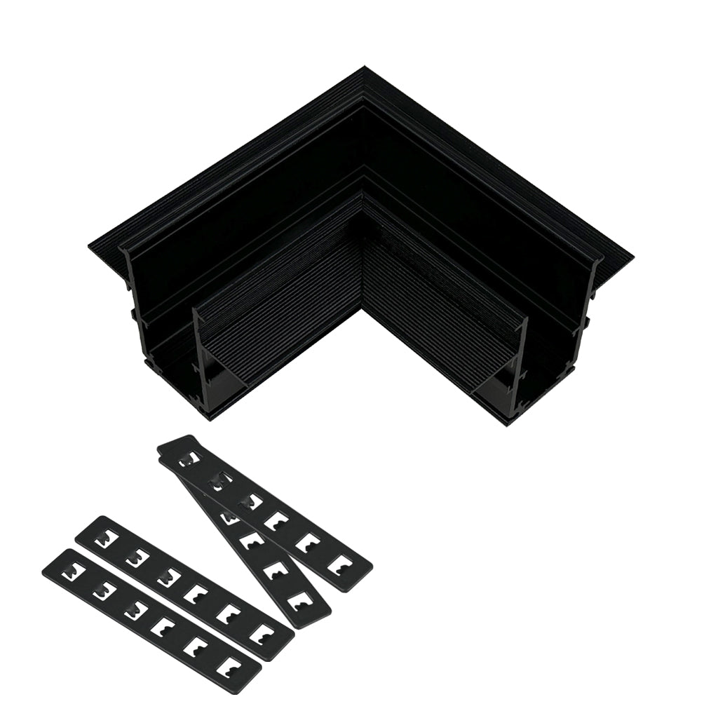 Conector de colt (90° orizontal) magnetic pentru MONTAJ INCORPORAT PENTRU PLACARI LUXON