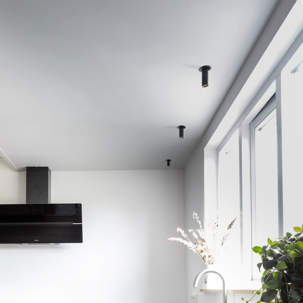 Spot retractabil, incastrat, fara rama VECTOR LIGHT negru LUXON