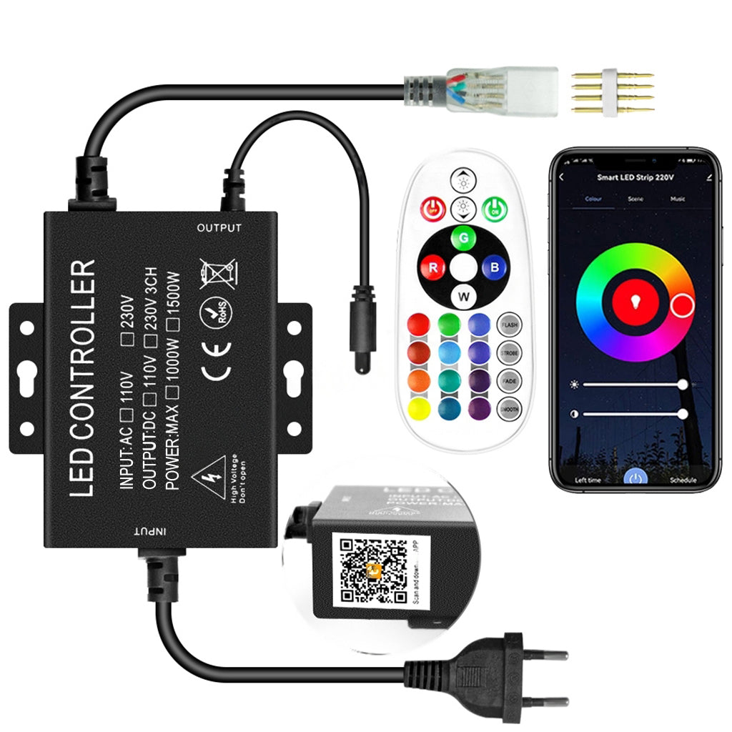 Telecomanda si Cablu alimentare SMART WIFI pentru Furtun Luminos Neon Flex RGB