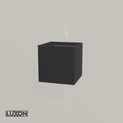 Animație 3D AXIS LIGHT LUXON 6W, carcasă negru mat cu fața frontală plină, reglajul clapetelor interioare și iluminare sus/jos, 8 secunde