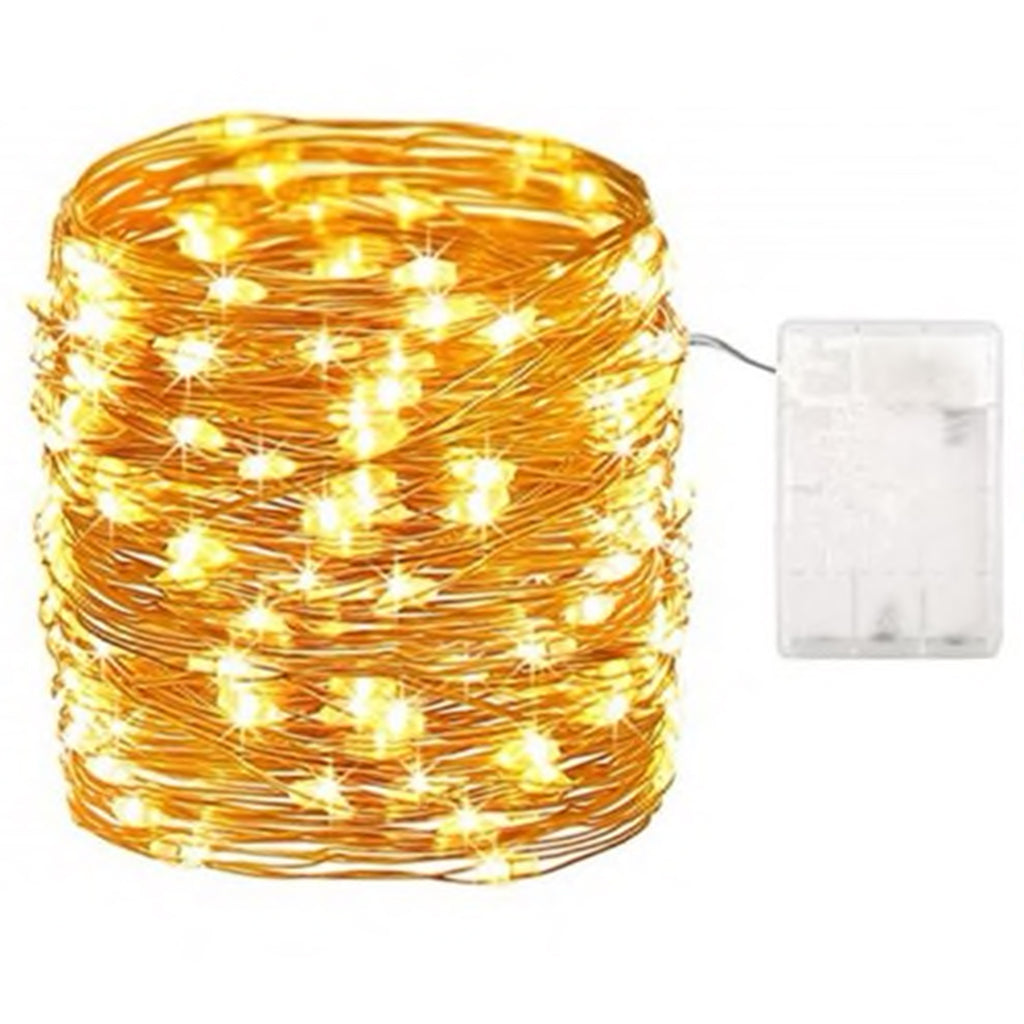Ghirlanda Luminoasa Decorativa din Cupru 10 m. cu 100 LEDuri cu baterii Ghirlanda luminoasa Lumini Terasa
