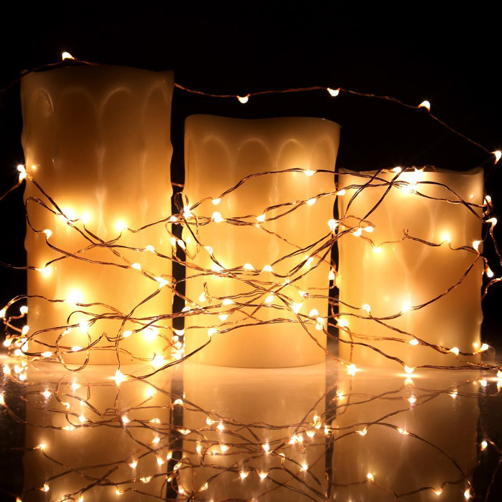 Ghirlanda Luminoasa Decorativa din Cupru 10 m. cu 100 LEDuri cu baterii Ghirlanda luminoasa Lumini Terasa
