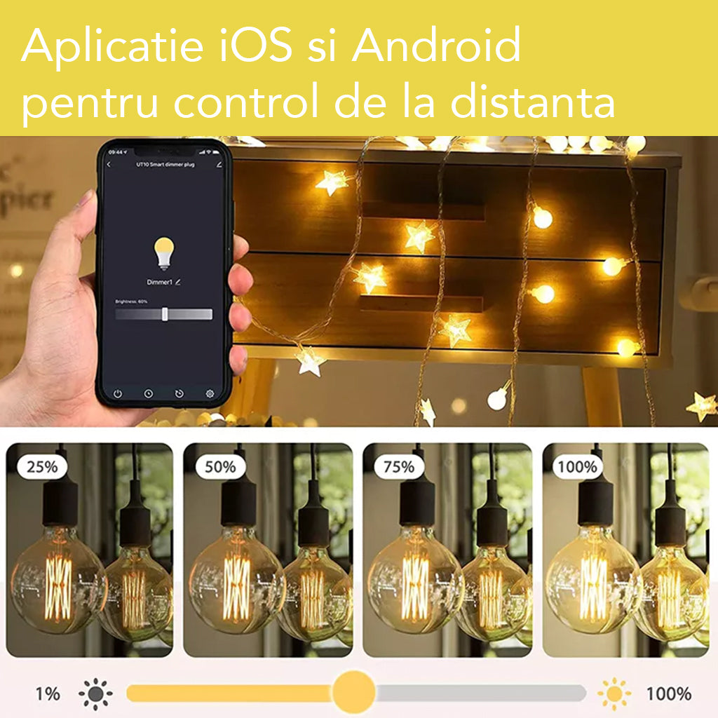 Adaptor priza Smart WiFi cu Variator din Telecomanda 400W cu Dimmer