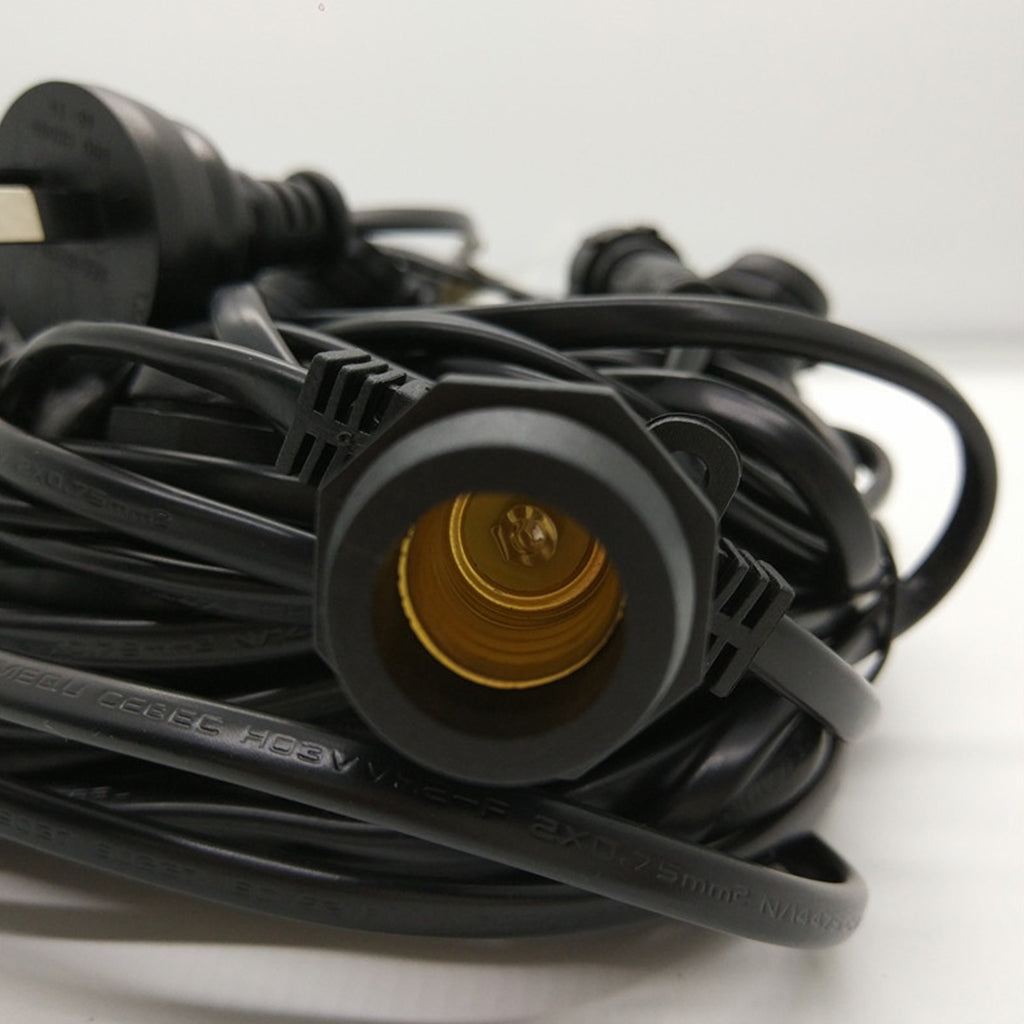 Cablu Ghirlanda luminoasa 10 m. cu 10 fasunguri E27 interconectabila Ghirlanda luminoasa Lumini Terasa