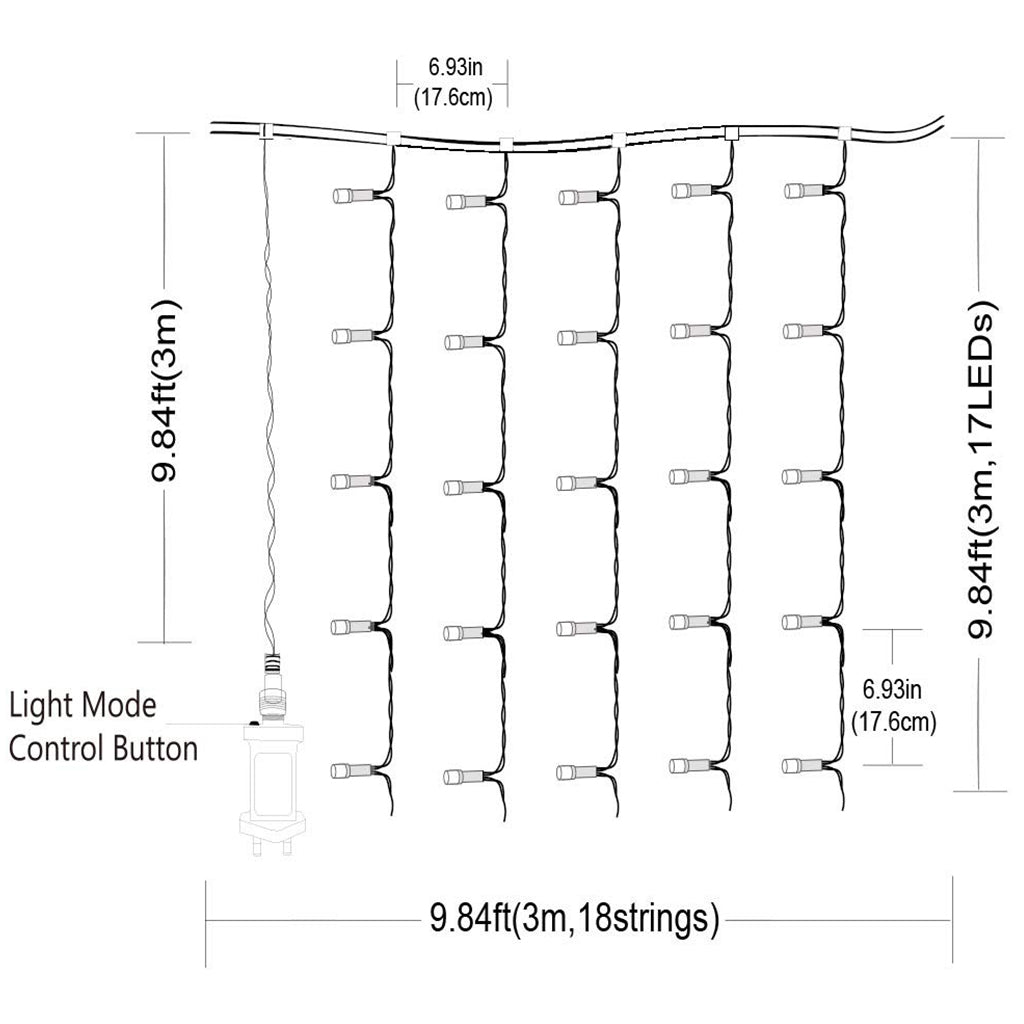 Perdea luminoasa 3M x 3M 306 leduri interconectabila Plase Lumini Terasa